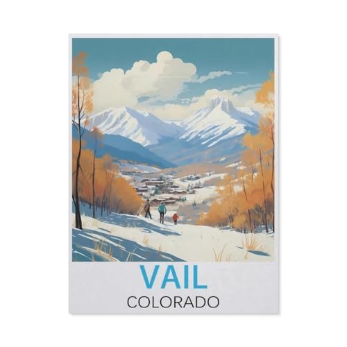 1000 Stück Puzzle，Vail, Colorado Vintage-Reiseposter，Erwachsene Kinder Holz Spielzeug Lernspiel（75x50cm）-CI9 von YYHMKBYY