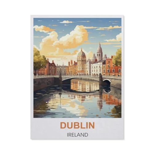 1000 Stück Puzzle Für Erwachsene Puzzle Papier Puzzle，Dublin Irland Vintage-Reiseposter，Puzzles DIY Pädagogisches Puzzlespiel Kinder Familienspiele（38x26cm）-BH84 von YYHMKBYY
