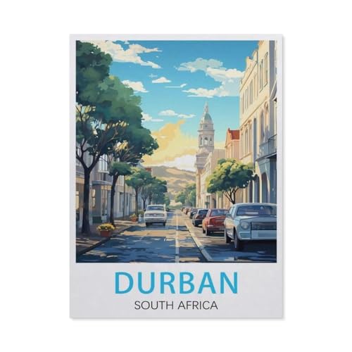 1000-Stück Puzzle Für Erwachsene Und Kinder-Holz Puzzle，Durban Südafrika, Vintage-Reiseposter，Familie Interaktive Spiele Große Ferien Freizeit（75x50cm）-BC71 von YYHMKBYY