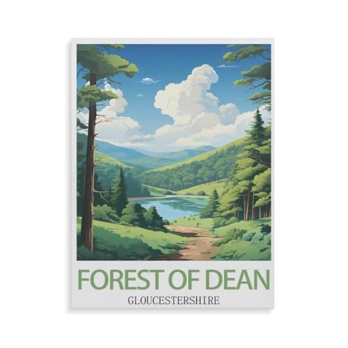 1000-Stück Puzzle Für Erwachsene Und Kinder-Holz Puzzle，Forest of Dean Gloucestershire Vintage-Reiseplakat，Familie Interaktive Spiele Große Ferien Freizeit（75x50cm）-AF92 von YYHMKBYY