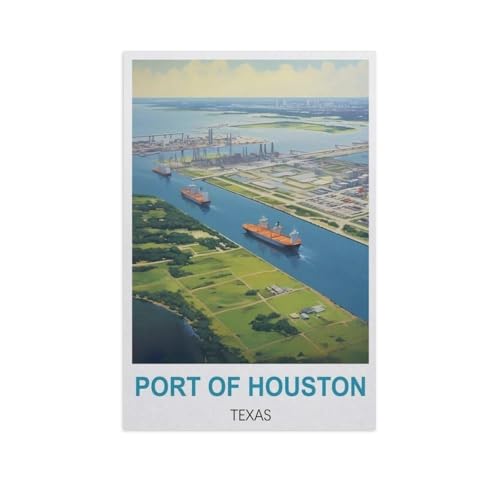 1000-Stück Puzzle Für Erwachsene Und Kinder-Holz Puzzle，Hafen von Houston, Texas，Familie Interaktive Spiele Große Ferien Freizeit（75x50cm）-GG91 von YYHMKBYY