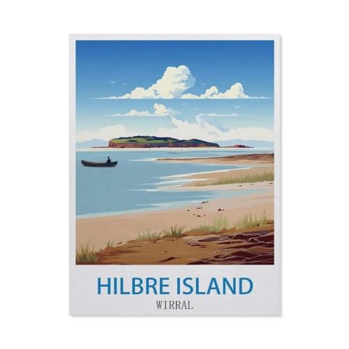1000-Stück Puzzle Für Erwachsene Und Kinder-Holz Puzzle，Hilbre Island, Wirral – Vintage Reiseplakat，Familie Interaktive Spiele Große Ferien Freizeit（75x50cm）-CY37 von YYHMKBYY