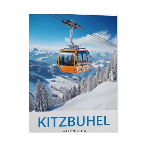 1000-Stück Puzzle Für Erwachsene Und Kinder-Holz Puzzle，Kitzbühel, Österreich – Vintage Reiseplakate，Familie Interaktive Spiele Große Ferien Freizeit（75x50cm）-CW18 von YYHMKBYY