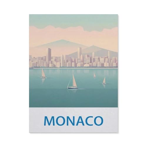 1000-Stück Puzzle Für Erwachsene Und Kinder-Holz Puzzle，Monaco – Vintage Reiseplakat，Familie Interaktive Spiele Große Ferien Freizeit（75x50cm）-CT23 von YYHMKBYY