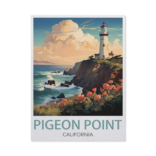 1000-Stück Puzzle Für Erwachsene Und Kinder-Holz Puzzle，Pigeon Point California Vintage-Reiseposter，Familie Interaktive Spiele Große Ferien Freizeit（75x50cm）-AY30 von YYHMKBYY