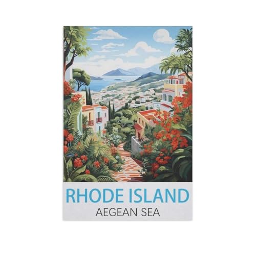 1000-Stück Puzzle Für Erwachsene Und Kinder-Holz Puzzle，Rhode Island Ägäisische Meer，Familie Interaktive Spiele Große Ferien Freizeit（75x50cm）-FV90 von YYHMKBYY
