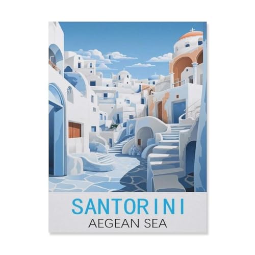 1000-Stück Puzzle Für Erwachsene Und Kinder-Holz Puzzle，Santorin, Ägäis，Familie Interaktive Spiele Große Ferien Freizeit（75x50cm）-FM38 von YYHMKBYY