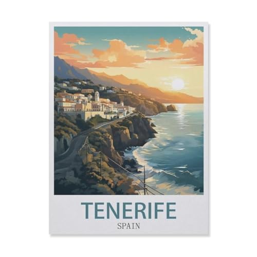 1000-Stück Puzzle Für Erwachsene Und Kinder-Holz Puzzle，Teneriffa Küste, Spanien, Sonnenuntergang，Familie Interaktive Spiele Große Ferien Freizeit（75x50cm）-DU36 von YYHMKBYY