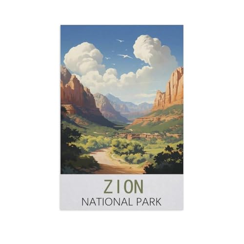 1000-Stück Puzzle Für Erwachsene Und Kinder-Holz Puzzle，Zion Nationalpark，Familie Interaktive Spiele Große Ferien Freizeit（75x50cm）-FO57 von YYHMKBYY