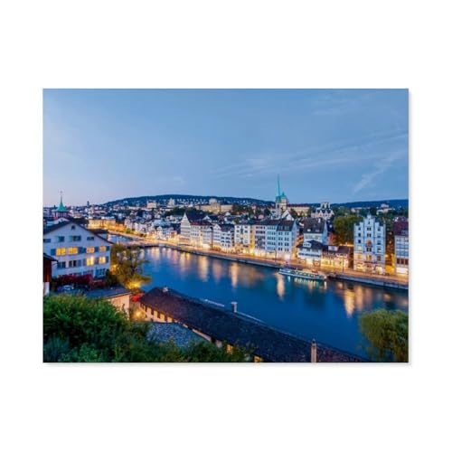 1000 Teile，Limmat-Quai an der Limmat in Zürich，Jigsaw Fun Game Spielzeug Lernspielzeug Für Erwachsene（38x26cm）-AU72 von YYHMKBYY