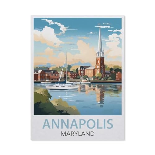 1000 Teile Holzpuzzle, Annapolis Maryland, Spielzeugspiel für Kinder und Erwachsene – klassisches Zeichnen, Puzzle, gelegentliche Bildung (75 x 50 cm) -EW46 von YYHMKBYY