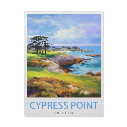 1000 Teile Holzpuzzle, Cypress-Punkt, Kalifornien, Spielzeugspiel für Kinder und Erwachsene – klassisches Zeichnen, Puzzle, gelegentliche Bildung (75 x 50 cm) -EF35 von YYHMKBYY