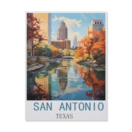 Puzzle 1000 Teile Landschaft Erwachsene Puzzle Holz Puzzle 3D Klassisches Puzzle，San Antonio, Texas，DIY Moderne Kunst Hauptdekor（75x50cm）-FL72 von YYHMKBYY