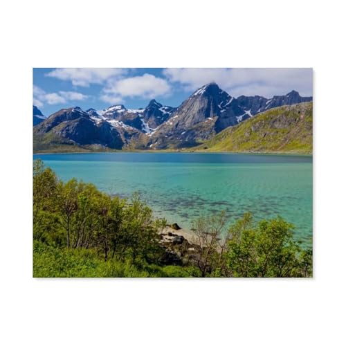 1000 Teile Puzzle，Bei Flakstad, Lofoten (Norwegen)，Für Kinder Und Erwachsene Papier Personalisiertes Puzzle-Spaß-Spiel（38x26cm）-AZ38 von YYHMKBYY