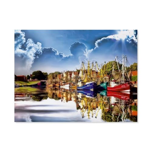 1000 Teile Puzzle，Der Hafen Greetsiel，Für Kinder Und Erwachsene Papier Personalisiertes Puzzle-Spaß-Spiel（38x26cm）-BA1 von YYHMKBYY