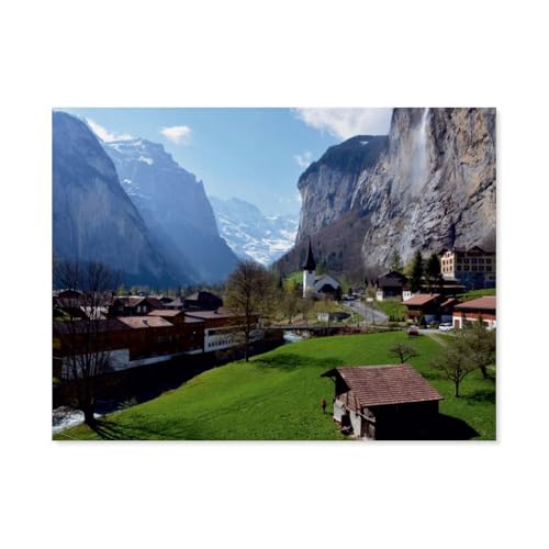 1000 Teile Puzzle，Lauterbrunnental，Für Kinder Und Erwachsene Papier Personalisiertes Puzzle-Spaß-Spiel（38x26cm）-AZ80 von YYHMKBYY