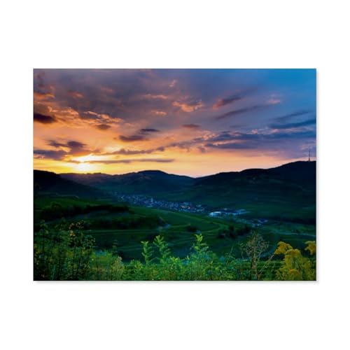 1000 Teile Puzzle，Sonnenaufgang über Oberbergen，Für Kinder Und Erwachsene Papier Personalisiertes Puzzle-Spaß-Spiel（38x26cm）-AU97 von YYHMKBYY