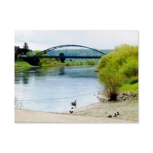 1000 Teile Puzzle，Weserbrücke Beverungen - Lauenförde，Für Kinder Und Erwachsene Papier Personalisiertes Puzzle-Spaß-Spiel（38x26cm）-AY75 von YYHMKBYY