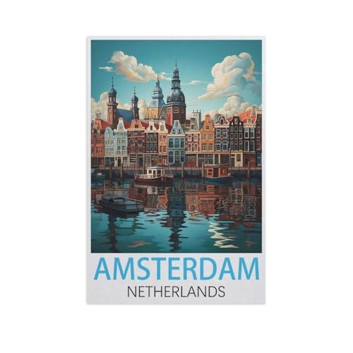 1000 Teile Puzzle Für Erwachsene Und Kinder，Amsterdam Niederlande，Stressabbau Herausforderung Bodenpuzzle DIY Home Wanddekoration（38x26cm）-FQ16 von YYHMKBYY