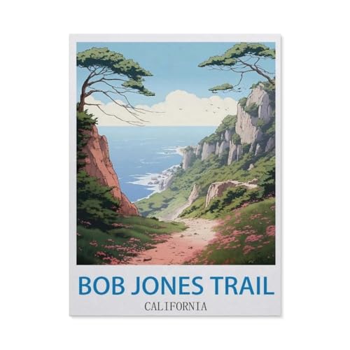 1000 Teile Puzzle Für Erwachsene Und Kinder，Bob Jones Trail, Kalifornien – Vintage Reiseplakate，Stressabbau Herausforderung Bodenpuzzle DIY Home Wanddekoration（38x26cm）-DA66 von YYHMKBYY