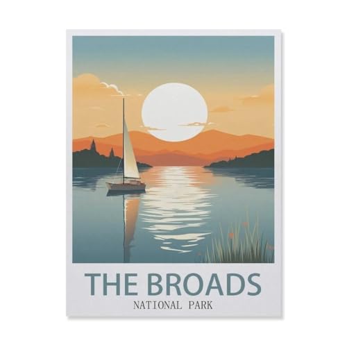 1000 Teile Puzzle Für Erwachsene Und Kinder，Broads-Nationalpark, England, Sonnenuntergang，Stressabbau Herausforderung Bodenpuzzle DIY Home Wanddekoration（75x50cm）-DS100 von YYHMKBYY