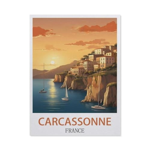 1000 Teile Puzzle Für Erwachsene Und Kinder，Carcassonne Frankreich，Stressabbau Herausforderung Bodenpuzzle DIY Home Wanddekoration（75x50cm）-AD10 von YYHMKBYY