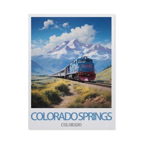 1000 Teile Puzzle Für Erwachsene Und Kinder，Colorado Springs Colorado Vintage Reiseplakat，Stressabbau Herausforderung Bodenpuzzle DIY Home Wanddekoration（75x50cm）-CD94 von YYHMKBYY