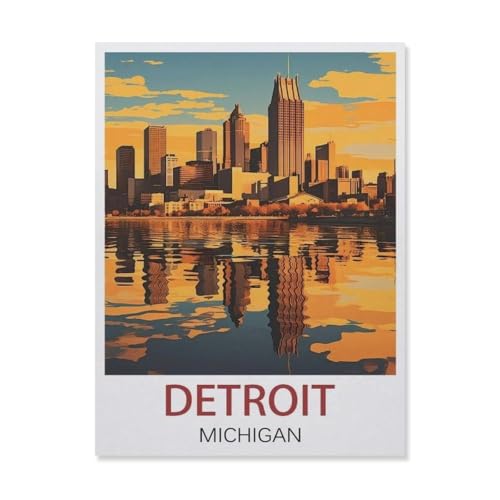 1000 Teile Puzzle Für Erwachsene Und Kinder，Detroit, Michigan，Stressabbau Herausforderung Bodenpuzzle DIY Home Wanddekoration（38x26cm）-DS27 von YYHMKBYY