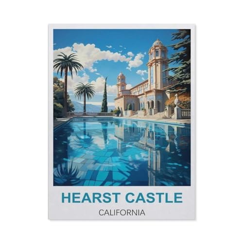 1000 Teile Puzzle Für Erwachsene Und Kinder，Hearst Castle Kalifornien Vintage Reiseplakat，Stressabbau Herausforderung Bodenpuzzle DIY Home Wanddekoration（75x50cm）-CA99 von YYHMKBYY
