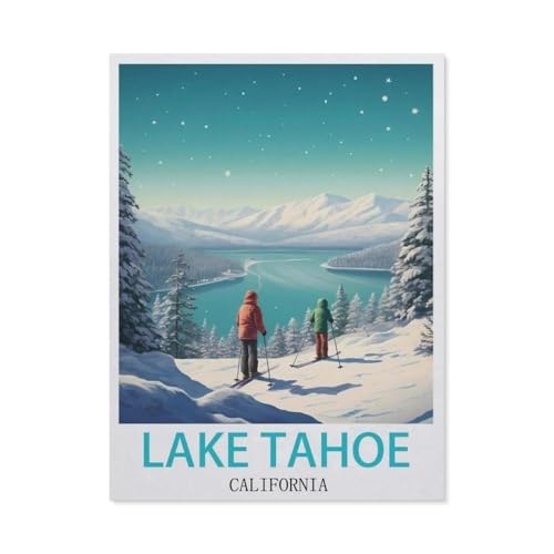 1000 Teile Puzzle Für Erwachsene Und Kinder，Lake Tahoe, Kalifornien (Ski)，Stressabbau Herausforderung Bodenpuzzle DIY Home Wanddekoration（38x26cm）-EO99 von YYHMKBYY