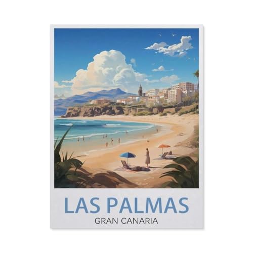 1000 Teile Puzzle Für Erwachsene Und Kinder，Las Palmas Gran Canaria Vintage-Reiseposter，Stressabbau Herausforderung Bodenpuzzle DIY Home Wanddekoration（38x26cm）-BU39 von YYHMKBYY