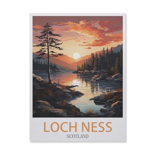 1000 Teile Puzzle Für Erwachsene Und Kinder，Loch Ness, Schottland, Sonnenuntergang，Stressabbau Herausforderung Bodenpuzzle DIY Home Wanddekoration（38x26cm）-DU46 von YYHMKBYY