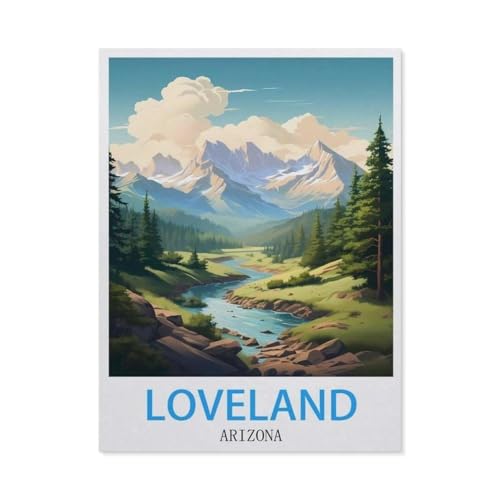 1000 Teile Puzzle Für Erwachsene Und Kinder，Loveland Arizona Vintage Reiseplakate，Stressabbau Herausforderung Bodenpuzzle DIY Home Wanddekoration（38x26cm）-BX34 von YYHMKBYY