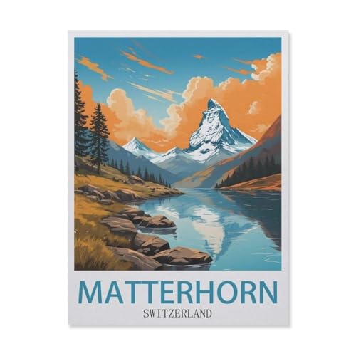 1000 Teile Puzzle Für Erwachsene Und Kinder，Matterhorn, Schweiz, Berg，Stressabbau Herausforderung Bodenpuzzle DIY Home Wanddekoration（38x26cm）-DV19 von YYHMKBYY