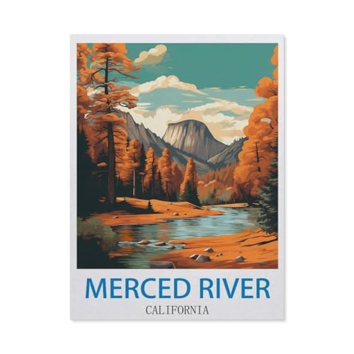 1000 Teile Puzzle Für Erwachsene Und Kinder，Merced River, Kalifornien，Stressabbau Herausforderung Bodenpuzzle DIY Home Wanddekoration（50x70cm）-CL27 von YYHMKBYY