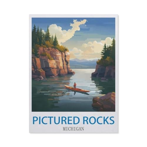 1000 Teile Puzzle Für Erwachsene Und Kinder，Pictured Rocks, Michigan，Stressabbau Herausforderung Bodenpuzzle DIY Home Wanddekoration（50x70cm）-CO19 von YYHMKBYY