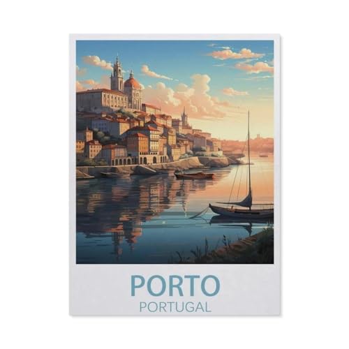 1000 Teile Puzzle Für Erwachsene Und Kinder，Porto Portugal Vintage-Reiseposter，Stressabbau Herausforderung Bodenpuzzle DIY Home Wanddekoration（38x26cm）-BR47 von YYHMKBYY