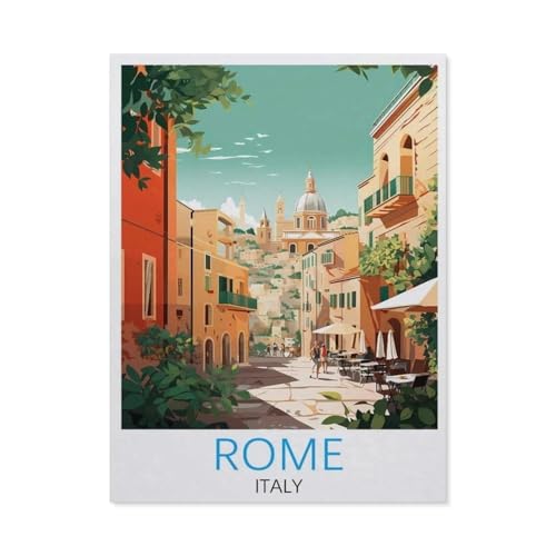 1000 Teile Puzzle Für Erwachsene Und Kinder，Rom, Italien – Vintage Reiseplakate，Stressabbau Herausforderung Bodenpuzzle DIY Home Wanddekoration（50x70cm）-CX74 von YYHMKBYY