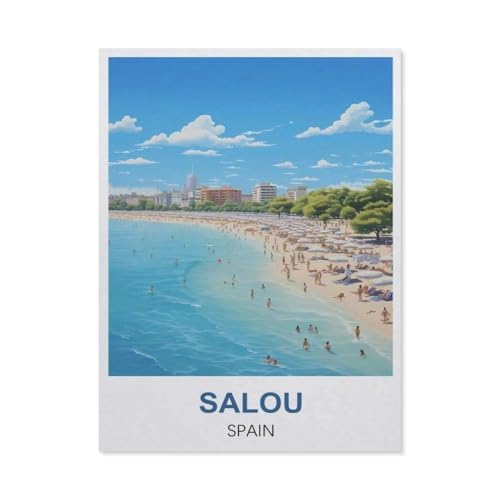 1000 Teile Puzzle Für Erwachsene Und Kinder，Salou, Spanien – Vintage Reiseplakate，Stressabbau Herausforderung Bodenpuzzle DIY Home Wanddekoration（38x26cm）-CQ41 von YYHMKBYY