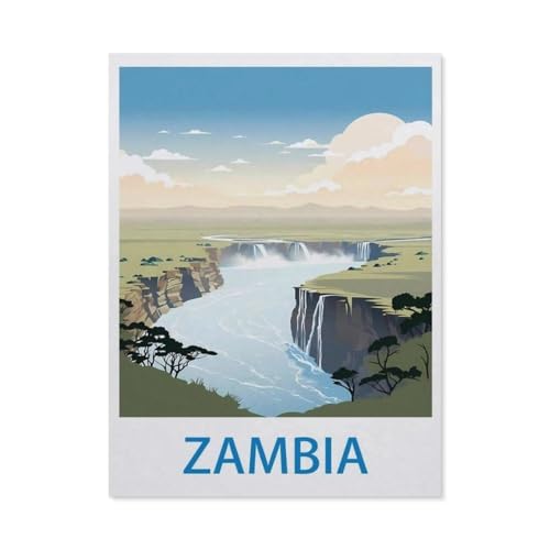 1000 Teile Puzzle Für Erwachsene Und Kinder，Sambia – Vintage Reiseplakate，Stressabbau Herausforderung Bodenpuzzle DIY Home Wanddekoration（38x26cm）-CY47 von YYHMKBYY