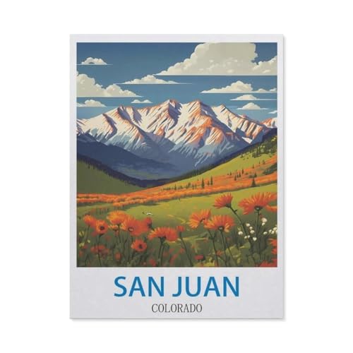 1000 Teile Puzzle Für Erwachsene Und Kinder，San Juan, Colorado – Vintage Reiseplakate，Stressabbau Herausforderung Bodenpuzzle DIY Home Wanddekoration（38x26cm）-CT33 von YYHMKBYY
