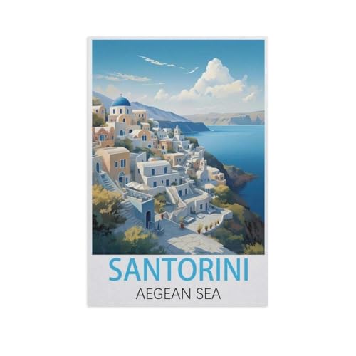 1000 Teile Puzzle Für Erwachsene Und Kinder，Santorin, Ägäis，Stressabbau Herausforderung Bodenpuzzle DIY Home Wanddekoration（75x50cm）-FP40 von YYHMKBYY
