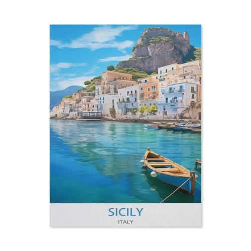 1000 Teile Puzzle Für Erwachsene Und Kinder，Sizilien Italien，Stressabbau Herausforderung Bodenpuzzle DIY Home Wanddekoration（50x70cm）-BH19 von YYHMKBYY