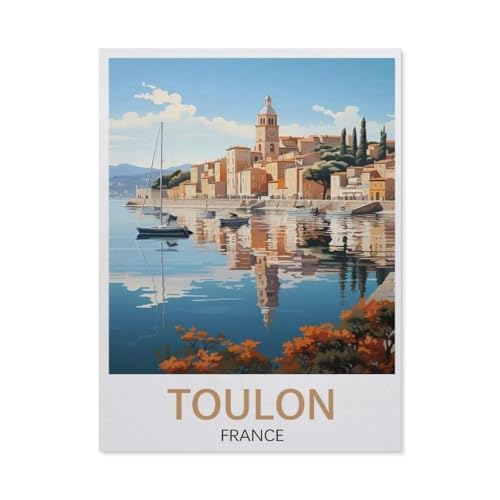 1000 Teile Puzzle Für Erwachsene Und Kinder，Toulon Reiseposter Frankreich，Stressabbau Herausforderung Bodenpuzzle DIY Home Wanddekoration（50x70cm）-AO15 von YYHMKBYY