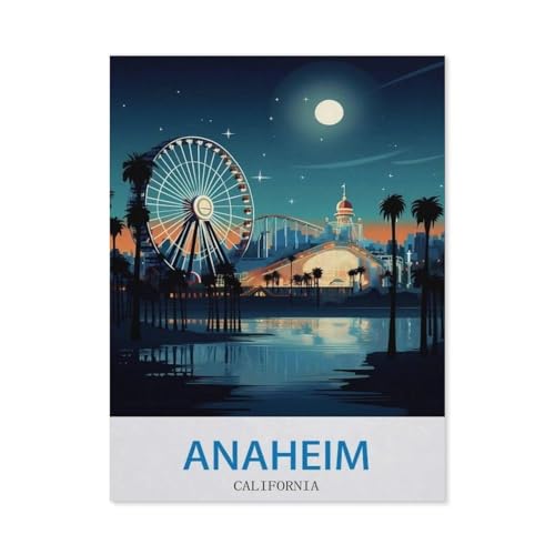 1000 Teile Puzzle Holz，Anaheim, Kalifornien – Vintage Reiseplakate，Kreative Schwierige Puzzles Pädagogisches Stressfreisetzung Spielzeug Für Erwachsene Kinder，Haus Dekoration Geschenk（75x50cm）-CW95 von YYHMKBYY