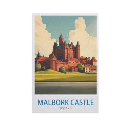 1000 Teile Puzzle Holz，Malbork Schloss, Polen，Kreative Schwierige Puzzles Pädagogisches Stressfreisetzung Spielzeug Für Erwachsene Kinder，Haus Dekoration Geschenk（75x50cm）-FY89 von YYHMKBYY