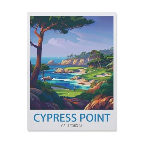 1000 Teile Puzzle Papier，Cypress Point, Kalifornien ， Golf，Kreative Schwierige Puzzles Pädagogisches Stressfreisetzung Spielzeug Für Erwachsene Kinder，Haus Dekoration Geschenk（50x70cm）-DP29 von YYHMKBYY