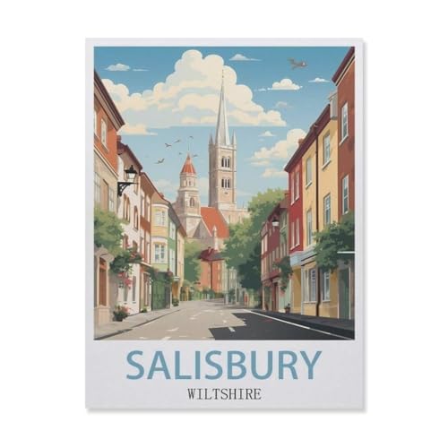 1000 Teile Puzzle Papier，Salisbury Wiltshire，Kreative Schwierige Puzzles Pädagogisches Stressfreisetzung Spielzeug Für Erwachsene Kinder，Haus Dekoration Geschenk（50x70cm）-FI74 von YYHMKBYY