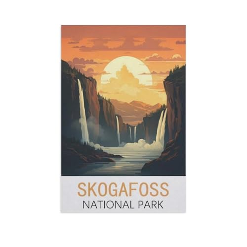 1000 Teile Puzzle Papier，Skogafoss Nationalpark，Kreative Schwierige Puzzles Pädagogisches Stressfreisetzung Spielzeug Für Erwachsene Kinder，Haus Dekoration Geschenk（38x26cm）-FN88 von YYHMKBYY