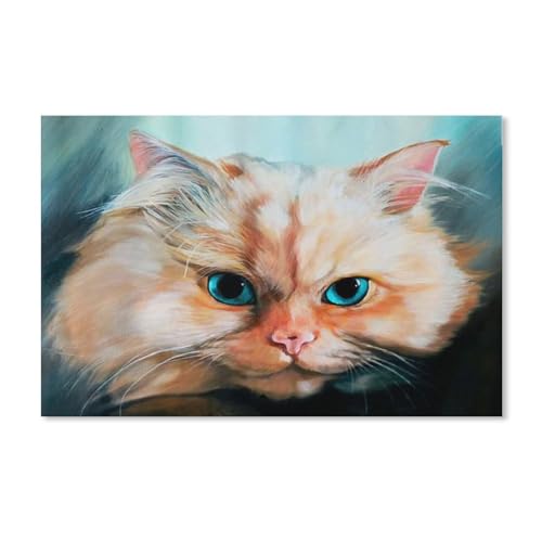 1000 Teile Puzzle Papier ，Große Katze mit blauen Augen，Kreative Schwierige Puzzles Pädagogisches Stressfreisetzung Spielzeug Für Erwachsene Kinder，Haus Dekoration Geschenk（50x70cm）-H26 von YYHMKBYY